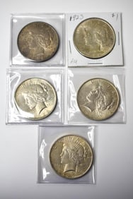 5 1923 Peace Silver Dollars