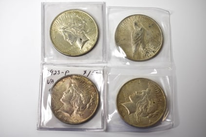 4 1923 Peace Silver Dollars