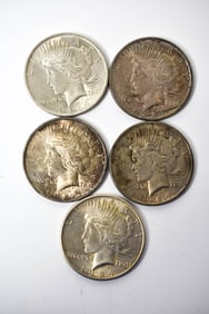 5 1924 Peace Silver Dollars