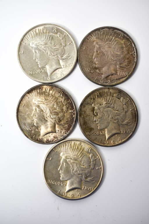 5 1924 Peace Silver Dollars (1 of 8)