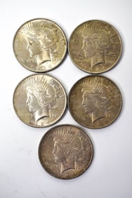 5 1924 Peace Silver Dollars