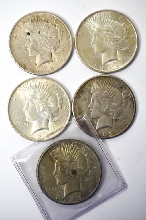 5 1925 Peace Silver Dollars (1 of 8)