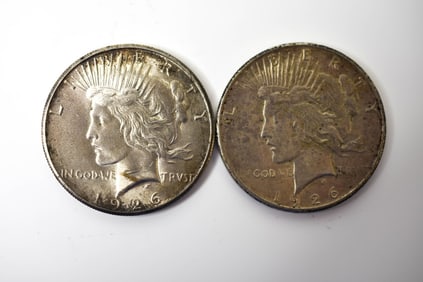 1926 p & s Peace Silver Dollars