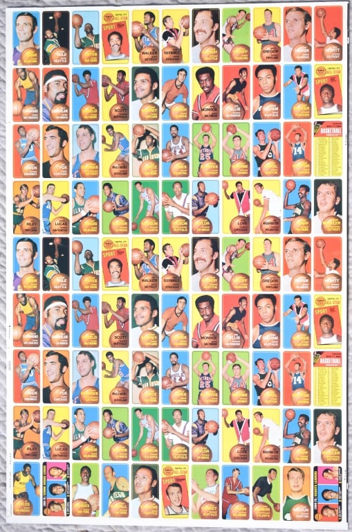 1970 71 Topps Basketball Uncut Sheet A #3 (1 of 20)