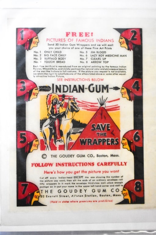 Goudey Indian Gum 1 to 216 Set & Wrappers (1 of 6)