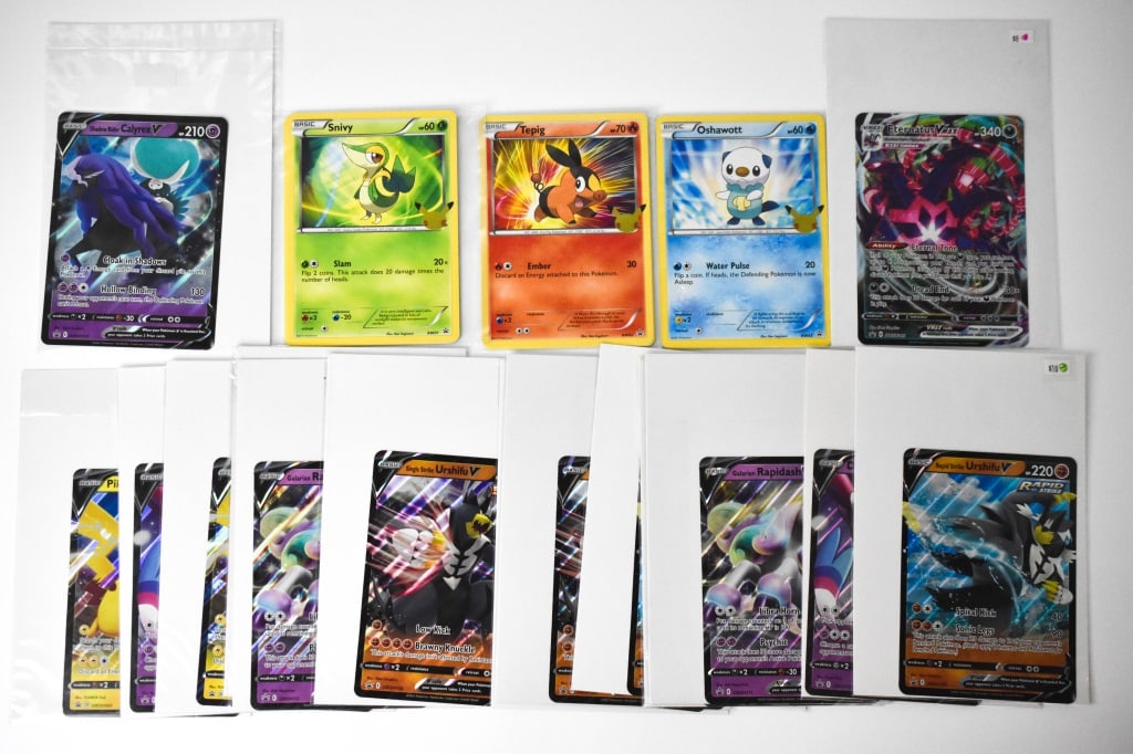 Oversized Pok?mon Cards: Sword and Shield, Black White and other sets. Marked promo. Cards can show corner wear, edge wear, creases and overall wear.