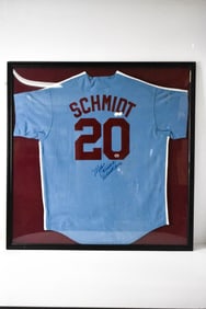 Mike Schmidt Framed Autographed Road Jersey