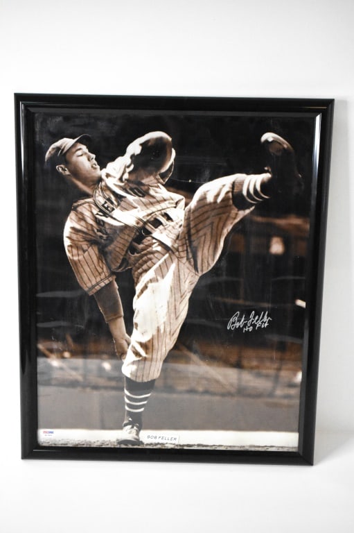 Bob Feller Large Autographed Photo PSA DNA (1 of 8)