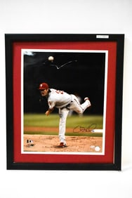Cole Hamels Autographed Photo & Ticket