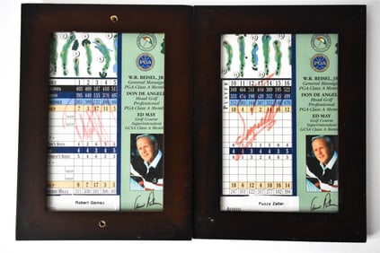 Fuzzy Zeller Robert Gamez Autographed Score Cards