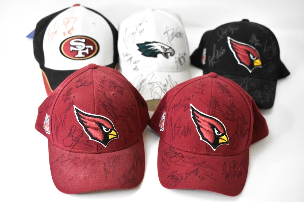 Autographed Cardinals Eagles 49ers Baseball Hats (1 of 11)