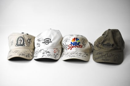 4 Autographed Golf NBC Sports Related Hats