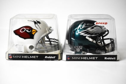 2 Autographed Mini Helmets