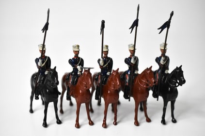 5 Britains Lead Mounted lancers
