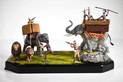 Lead Lion Hunting Scene