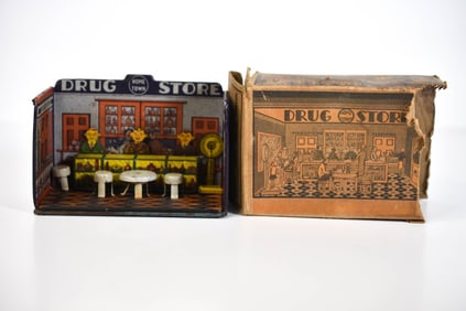 Marx Boxed Tin Drug Store Playset