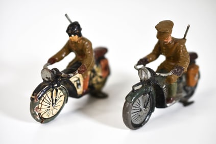2 German Composition Motorcycle Dispatch Riders