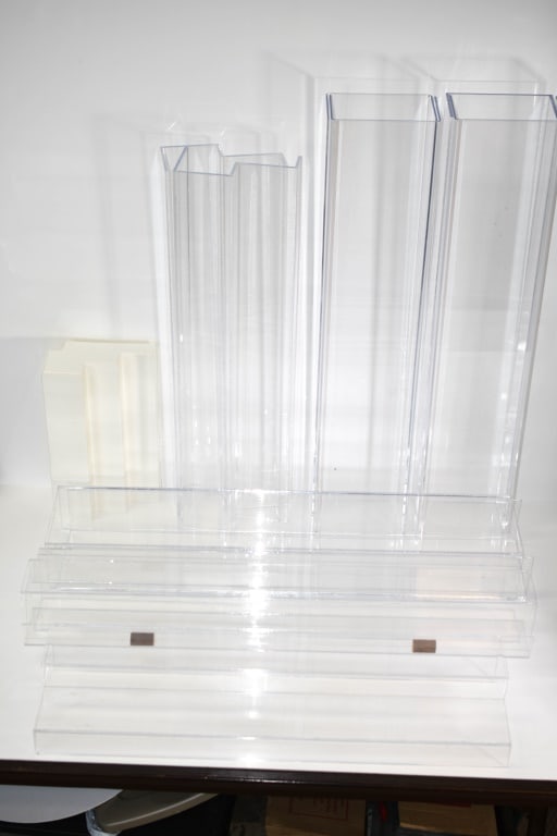 Clear Plastic Soldier Display Stands: Longest ones are 34 inches. Some scratches from use.