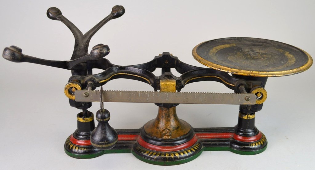 Henry Troemner Philadelphia,PA Country Store Scale: Henry Troemner Philadelphia,PA Country Store Scale, with weight and pan. measures 18 x 9"H x10"D. Original paint in great condition for age."