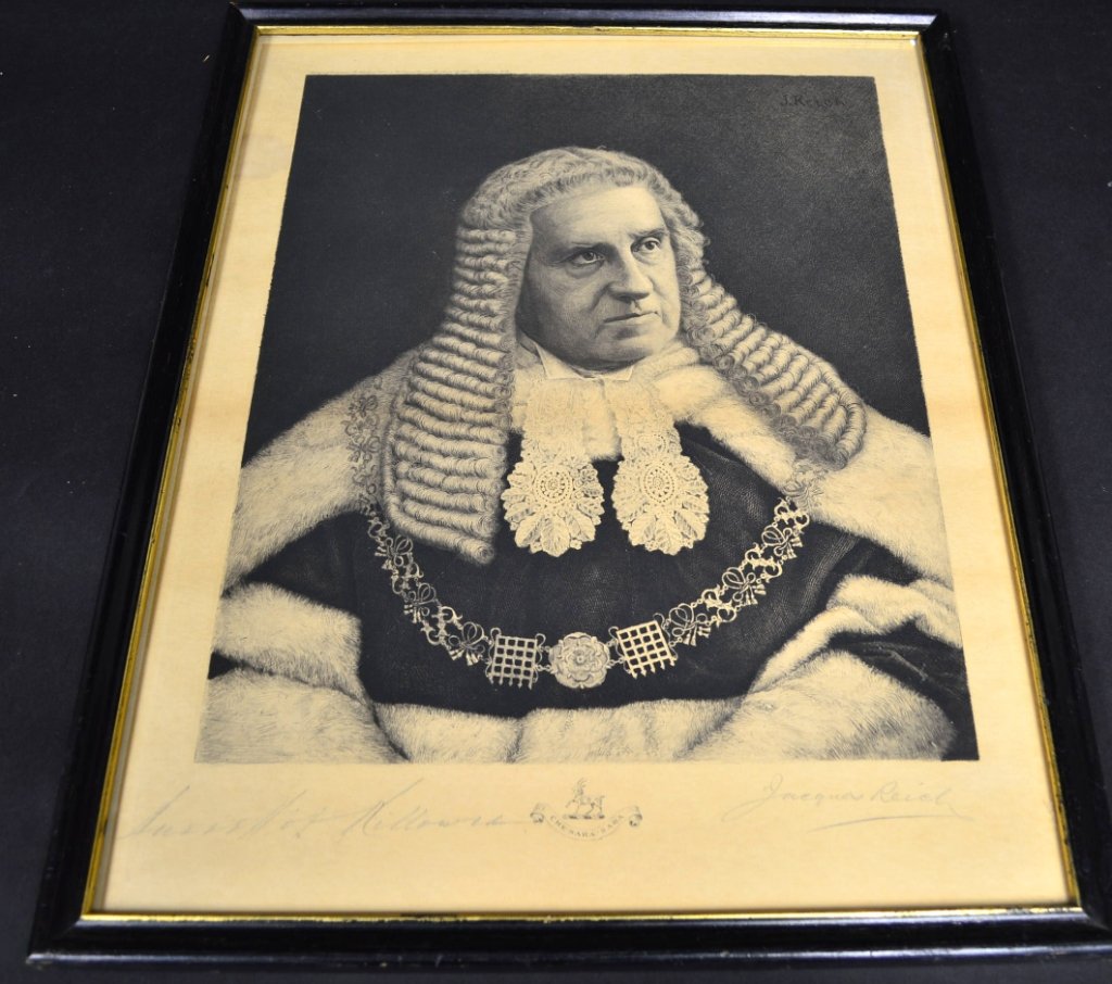 Signed Jacques Reich Engraving: Signed Jacques Reich Engraving of Russell of Killowen, Chief Justice of England. Japan proof signed by LOrd Russell