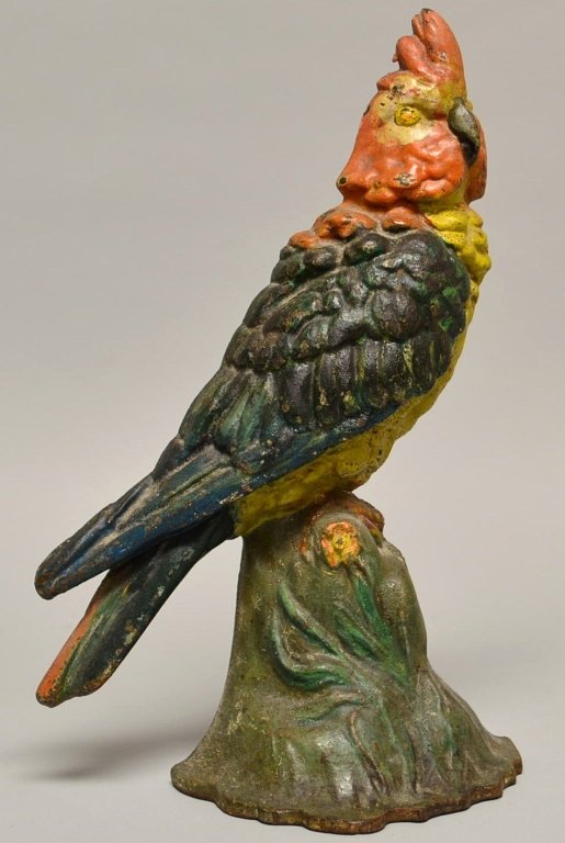 Albany Foundry Cast Iron Parrot Figural: Albany Foundry Cast Iron Parrot Figural Doorstop. 12 1/2''h. x 7 1/2''.
