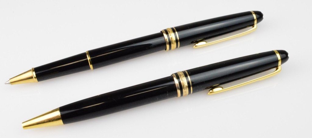 Mont Blanc Roller Pen Lot: Lot includes (2) Montblanc roller pens, (1) 2 piece and (1) Single piece, includes case