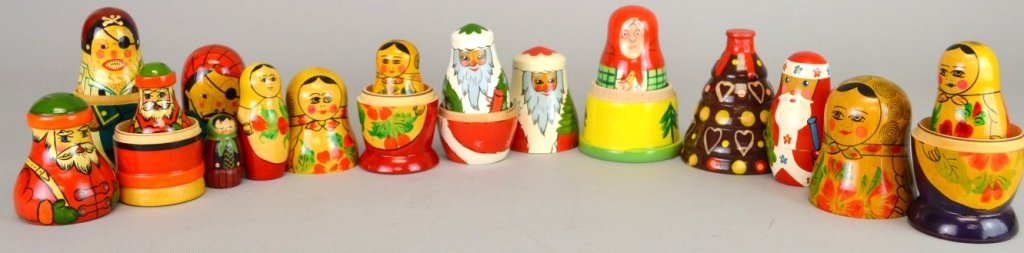 Russian Matrushka Nesting Doll Lot: Russian Matrushka Nesting Dolls, Some are USSR in origin