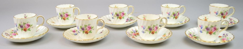 Mintons Porcelain Cups and Saucers: Marlow Pattern