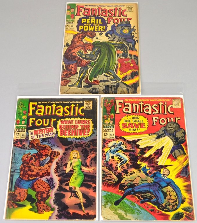 Fantastic Four #60, 62, & 66 Comic Book Lot: Lot includes Fantastic Four #60, 62, and 66