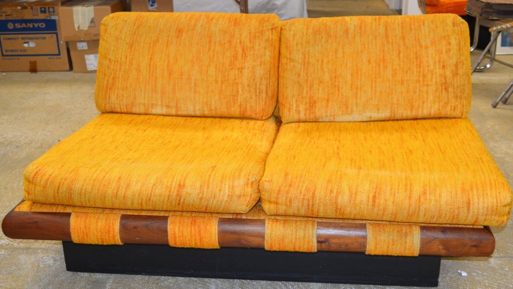 Mid Century Modern Sofa in the Manner of Hvidt: In the manner of Hvidt and Orla Molgard-Nelson. Measures 48" x 25" x 33"