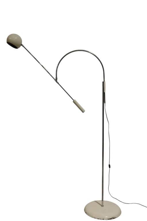 Robert Sonneman Orbiter Floor Lamp 1965-1970: Sonneman Orbiter floor lamp with an enamel finish. As found, signed.