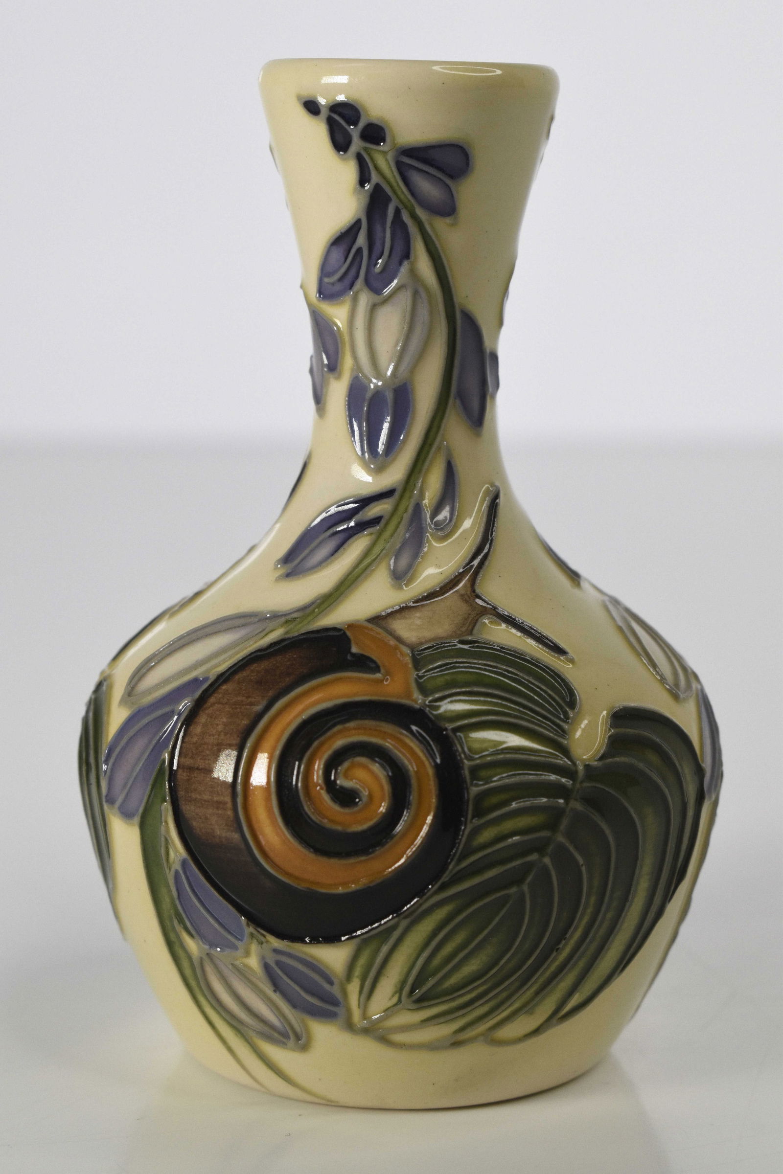 Moorcroft “Wood Sorrel?? Vase 2014: "A delightful small Moorcroft ginger jar designed by Kerry Goodwin, featuring the vibrant “Wood Sorrel” pattern. This charming piece captures the vitality of nature through Moorcroft’s
