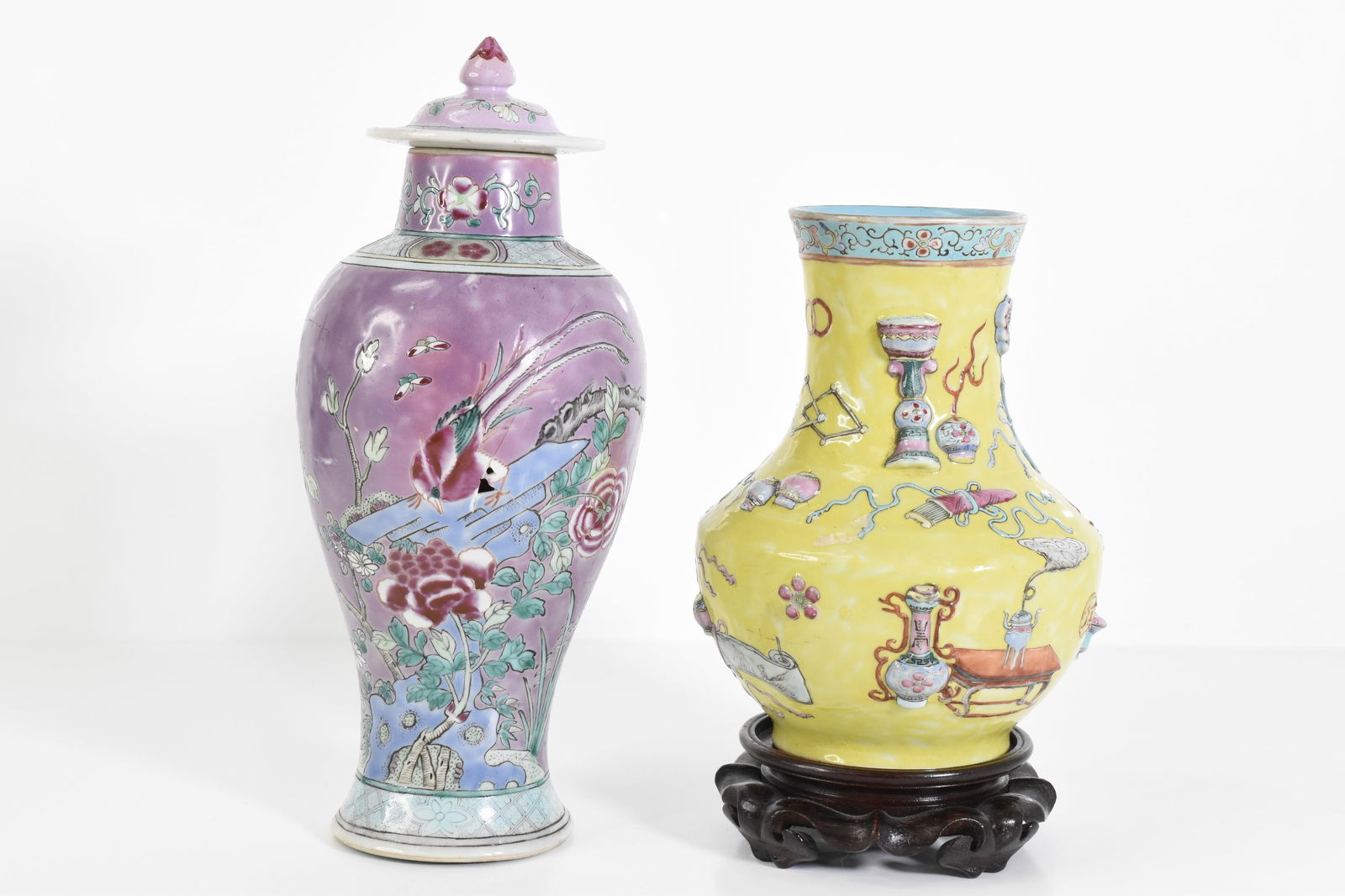 Antique Famille Jaune Vase and a Covered Vase (1 of 11)