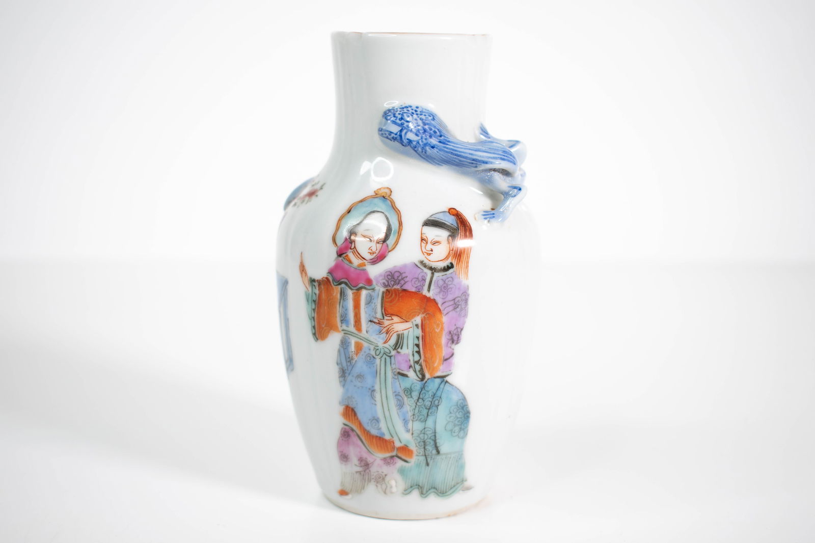 AntiqueChinese Porcelain Figural Vase with Relief (1 of 8)