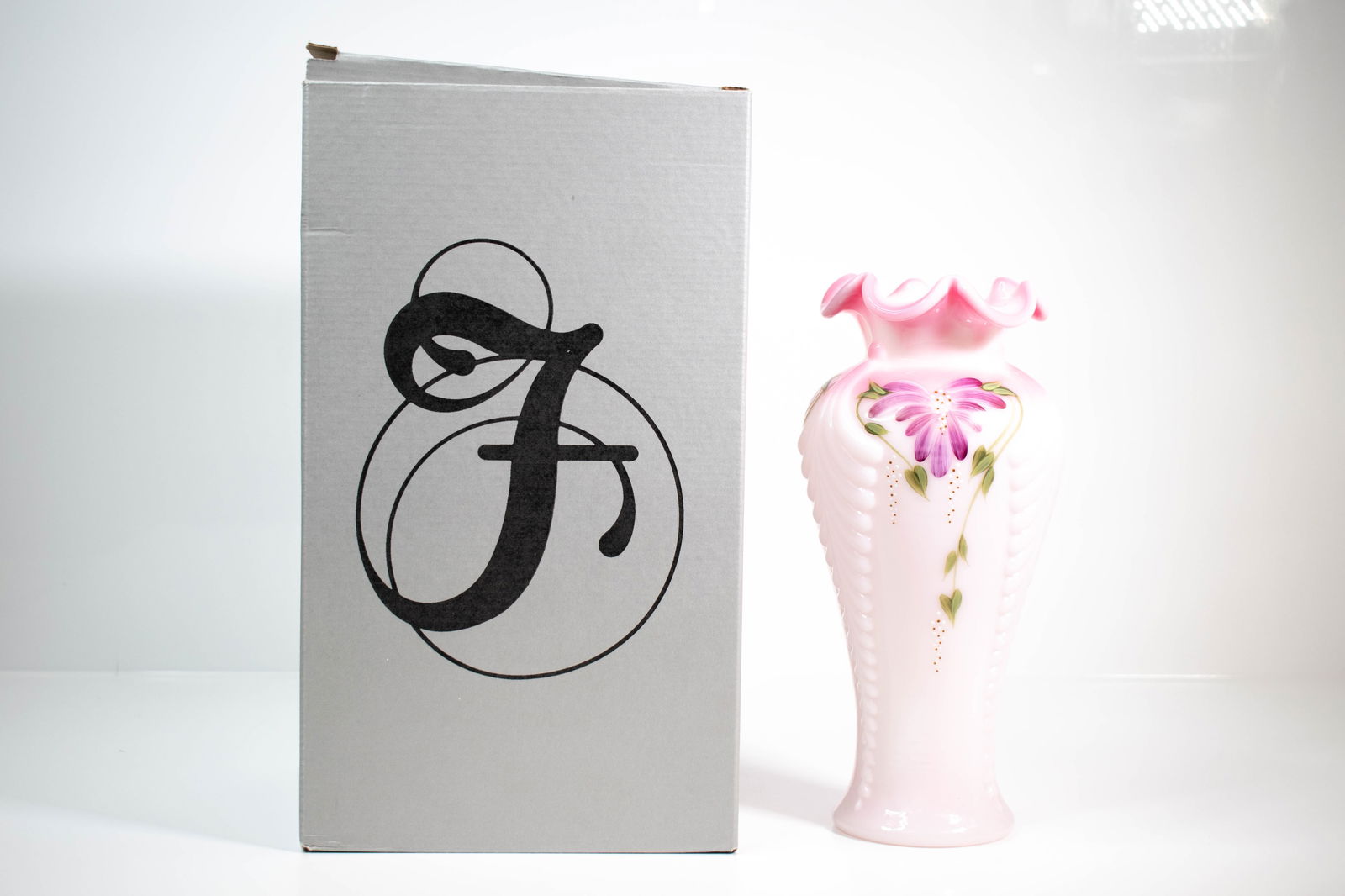 Fenton vase and box: fenton vase and box Approximately 11"H ****We Offer In-House Shipping***