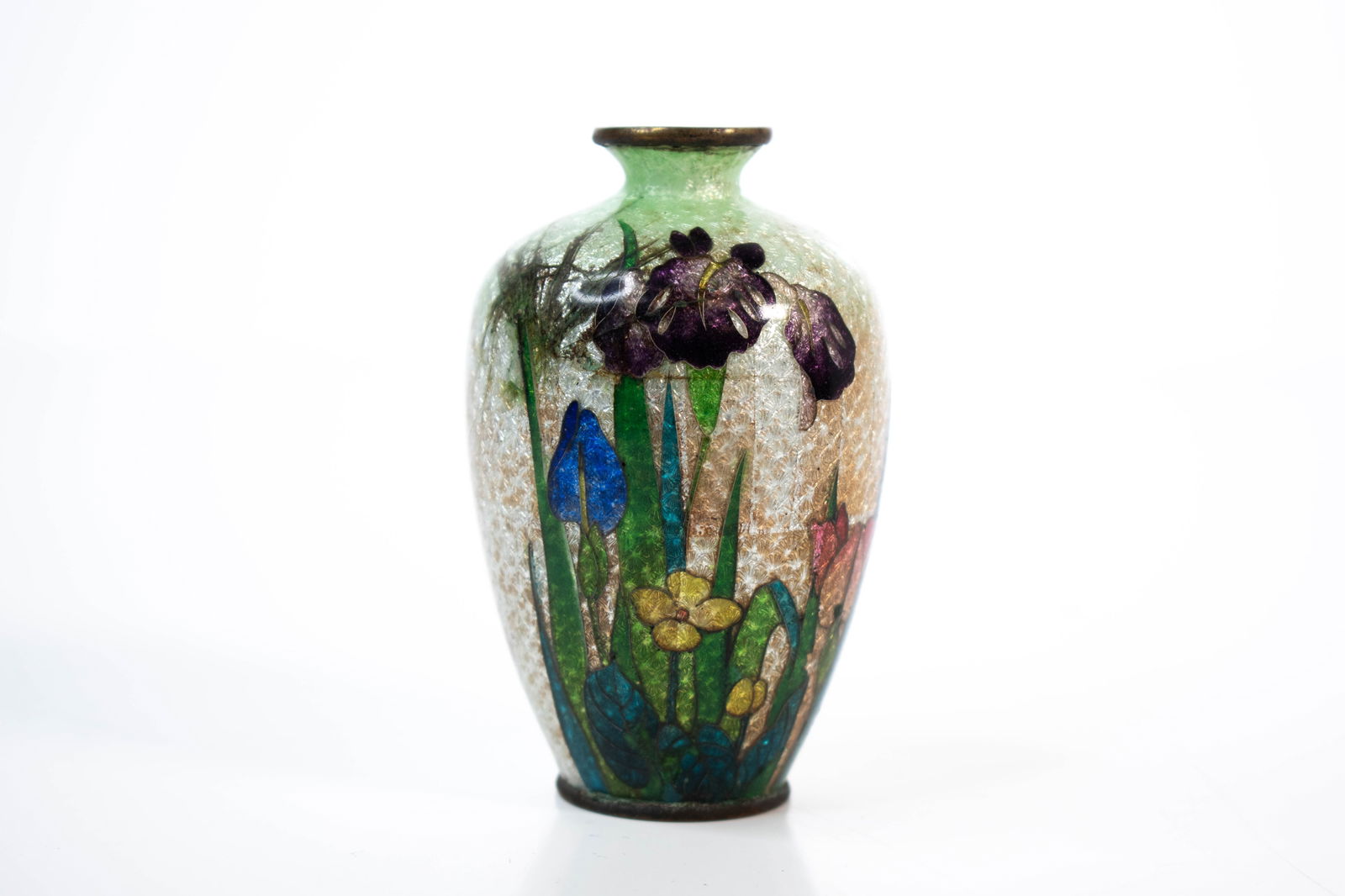 Cloisonne Enamel Vase: An extremely fine bronze and enamel decorated cloisonne vase ****We Offer In-House Shipping*** Approximately 3.5"H