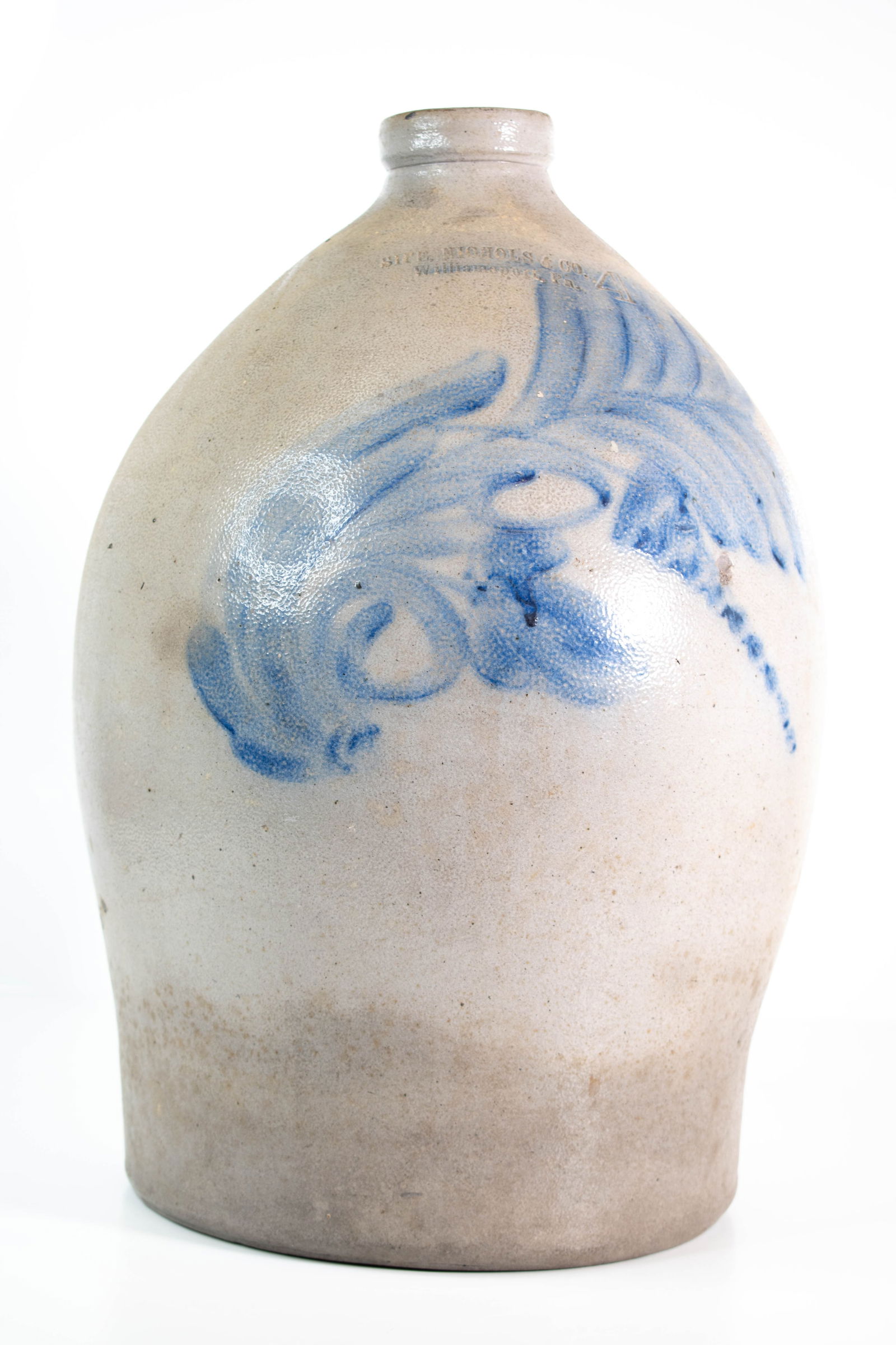 Antique Blue Decorated Stoneware 4 Gal Jug (1 of 11)