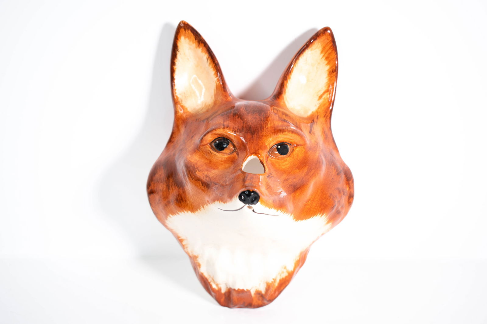 English Porcelain Fox Head for Kitchen Twine: A nice kitchen twine dispenser in the form of a Fox'z\s head. Signed on it's interior Babbacombe Pottery, England, Philip Laureston. ****We Offer In-House Shipping*** Approximately 8.5"H 5”W