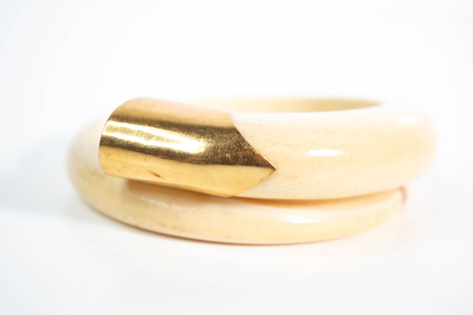 Gold Mounted Bone Bangle Bracelet - 2