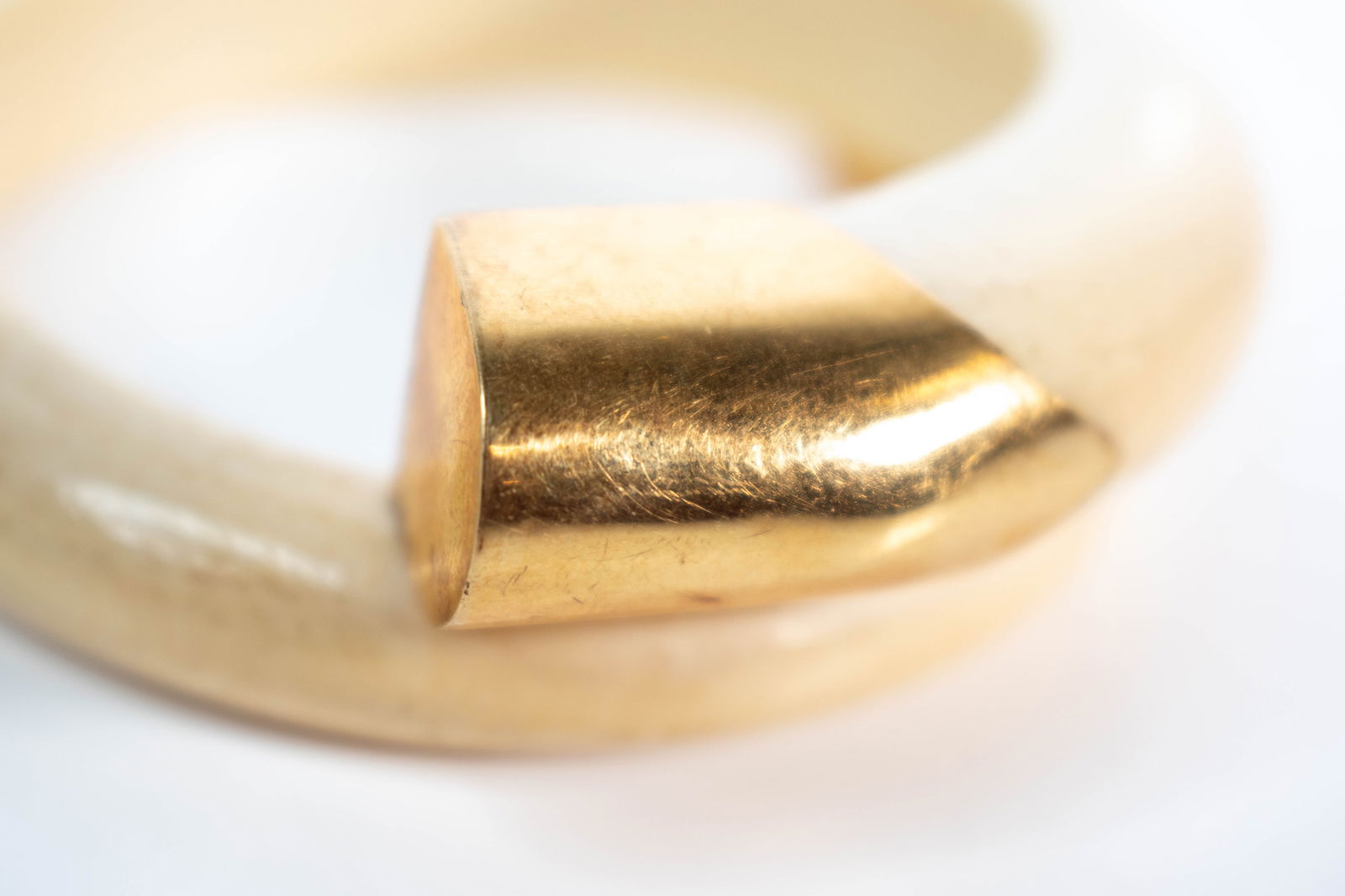 Gold Mounted Bone Bangle Bracelet - 3