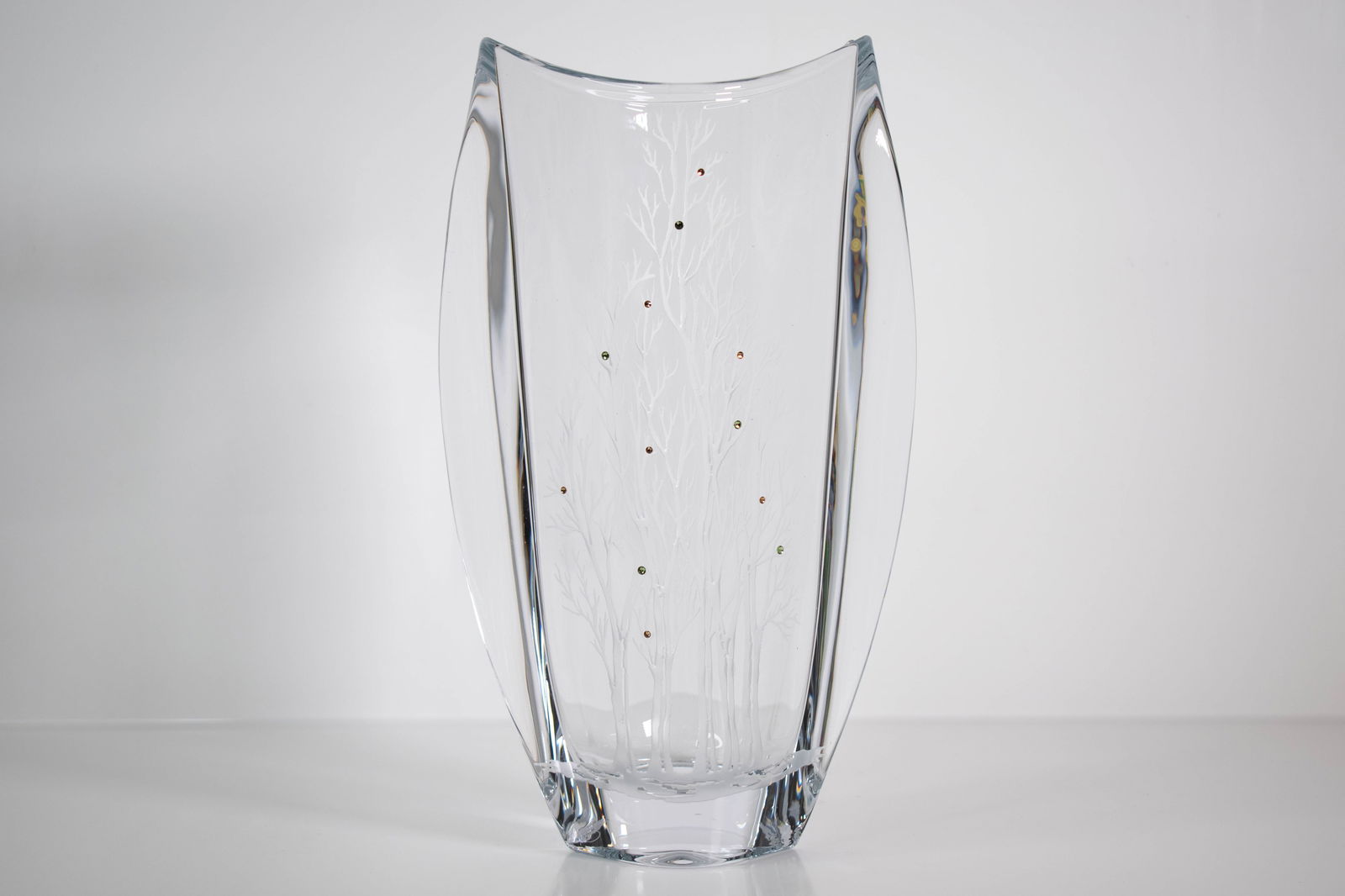 Studio Art Glass Vase (Signed): A nice art glass vase created with controlled bubles and signed. Height 12" ****We Offer In-House Shipping***