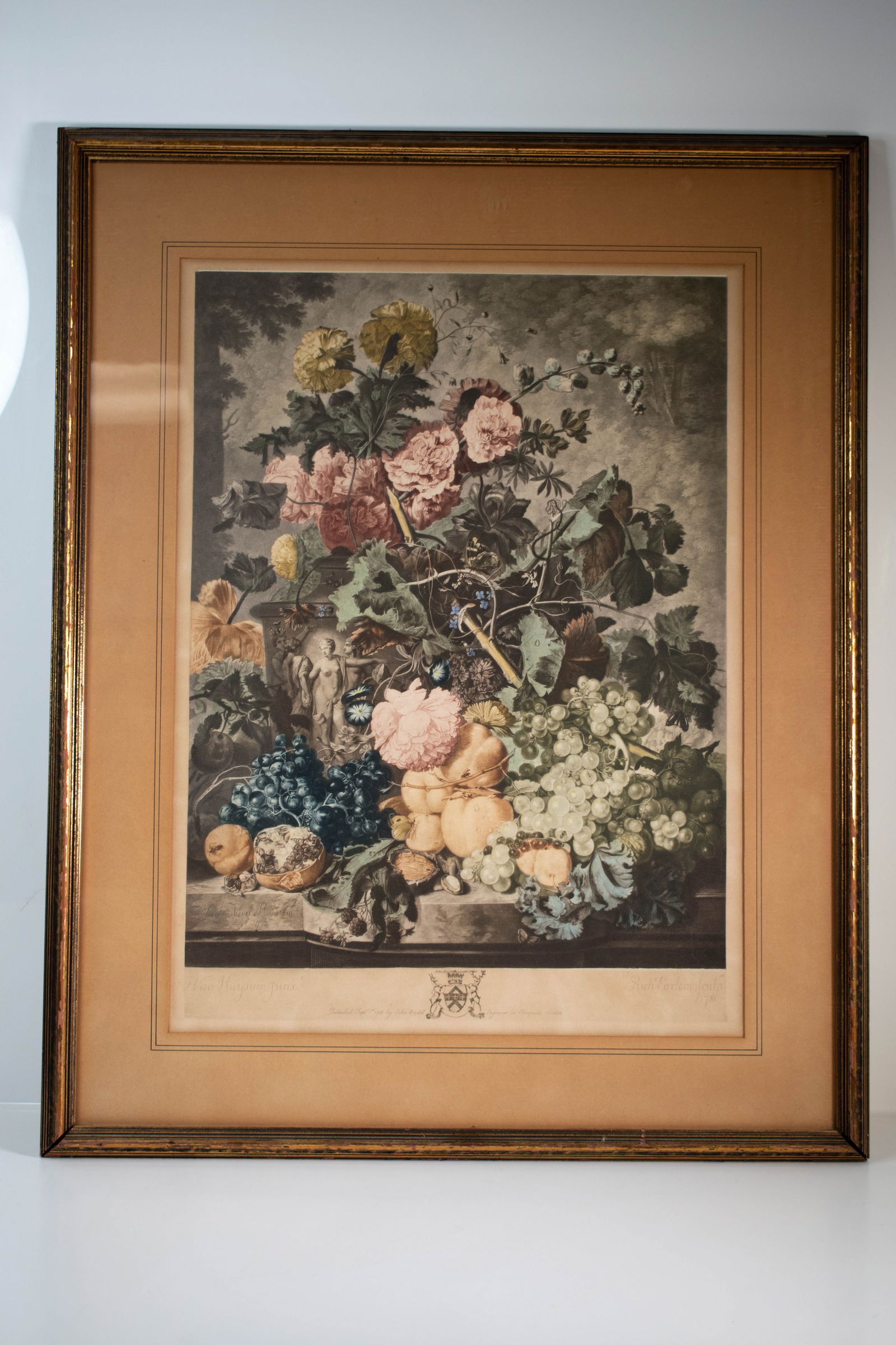 Jan Van Huysum Etching (John Boydell Born 1720): A nice etching, Engraver John Boydell, 1720-1804.Height 29.5" Length 23.5" ****We Offer In-House Shipping***