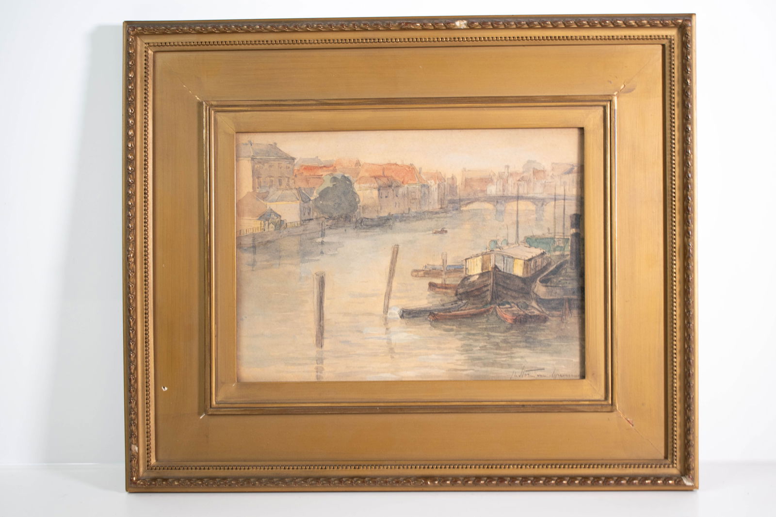 Carel Nicholaas (Charles) Storm Van's Gravesande: A fine watercolor by well listed artist Carel Nicolaas Storm Van's Gravennsande 1841-1924, Dutch. Height 15" Length 17.5" ****We Offer In-House Shipping***