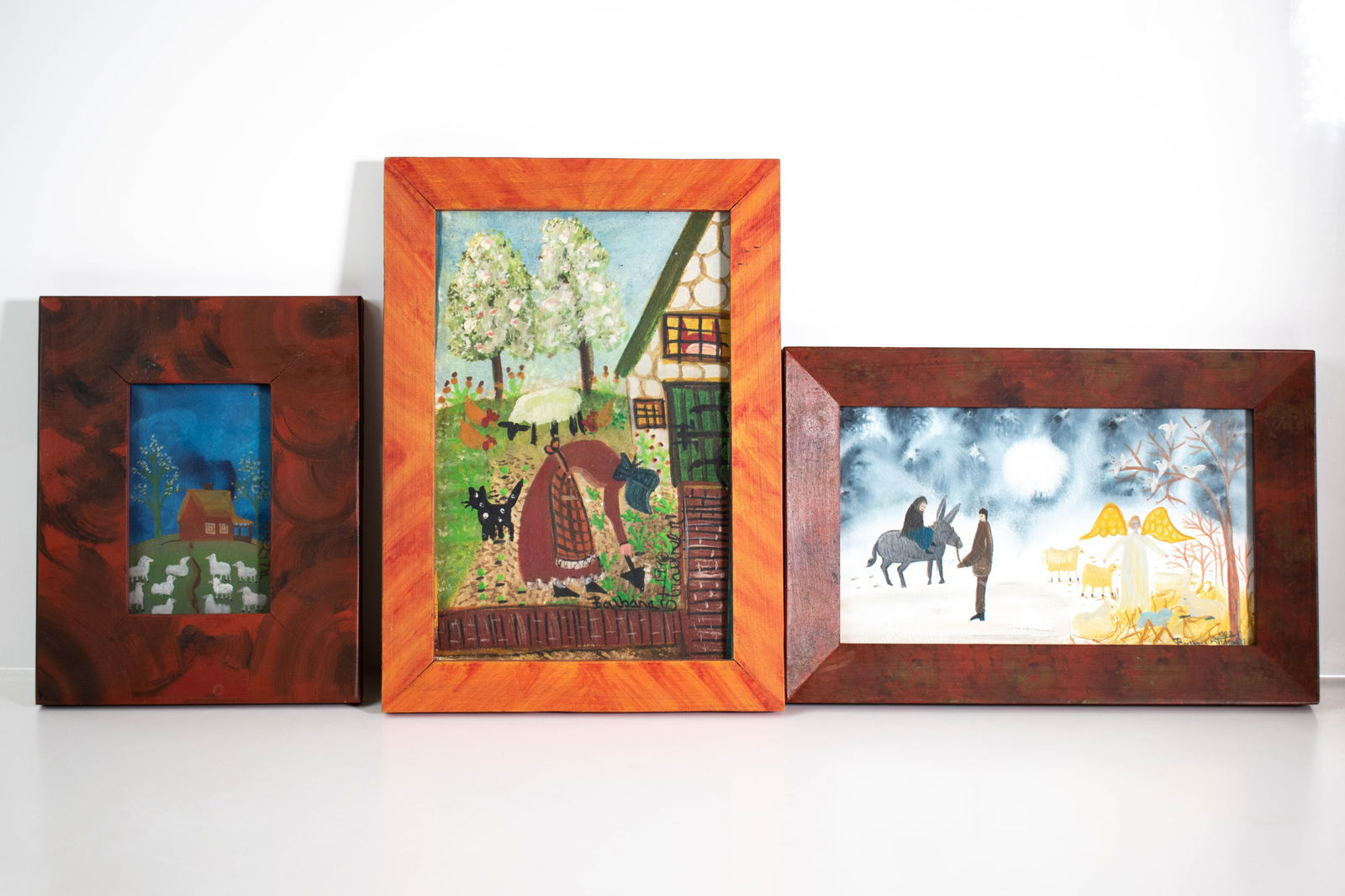 Barbara Stawser Watercolors: A collection of (3) watercolors by listed artist Barbara Strawser. Largest frame height 12.5" ****We Offer In-House Shipping***