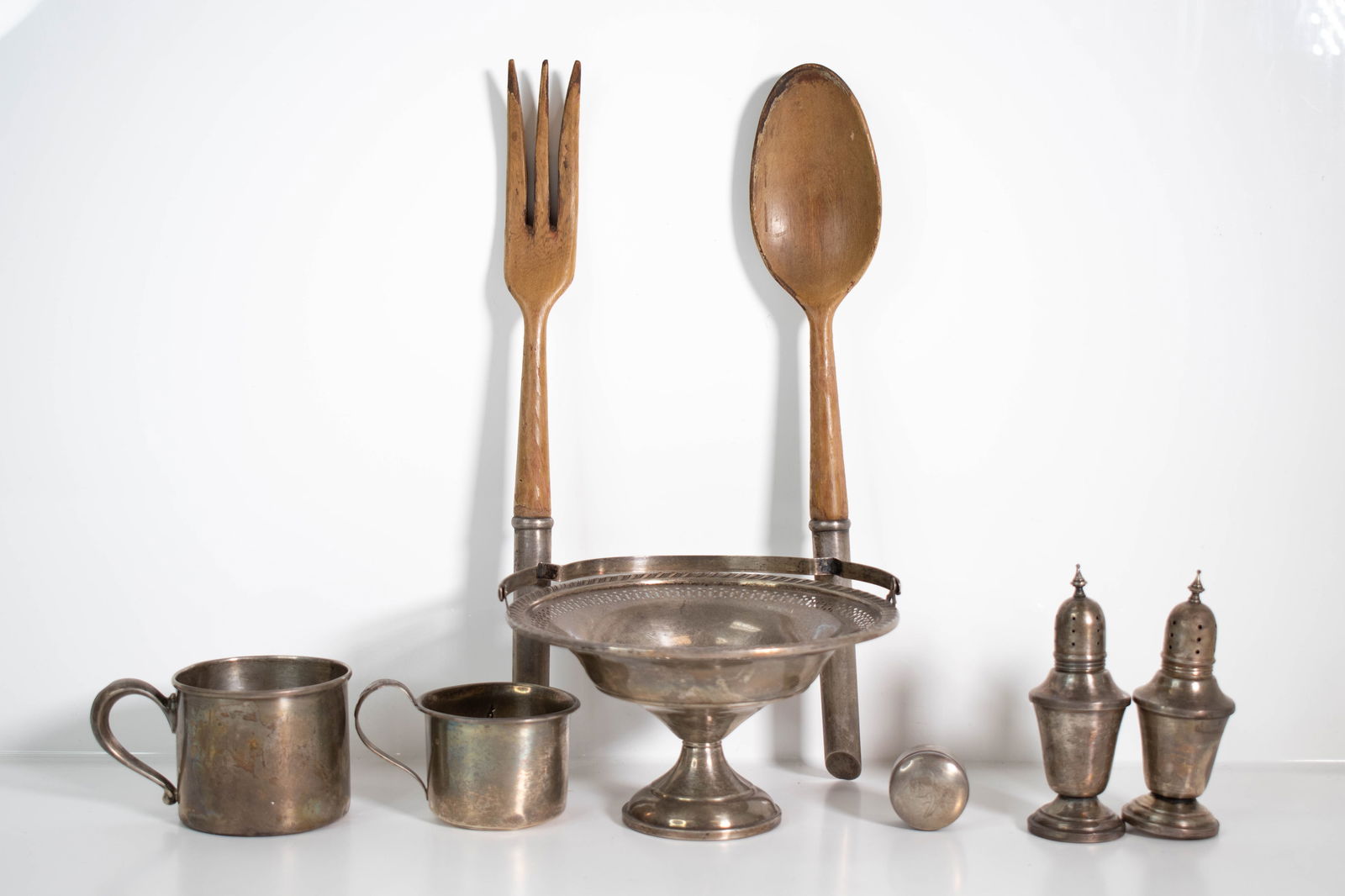 Sterling Silver Tableware: A collection of sterling silver items Largest item height 11" ****We Offer In-House Shipping***