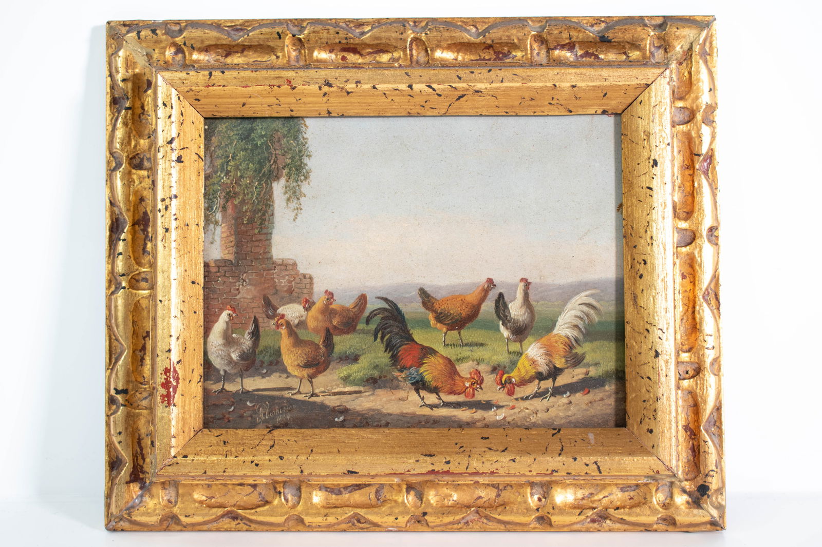 Albert Verhoesen Dutch 1806-1881 Oil on Panel: A nice and finely done oil on panel by Albertus (Albert) Verhoesen, Dutch Circa 1842. Born 1806 Utrecht, Neterlands. 5 1/4 x 6 3/4 ****We Offer In-House Shipping***