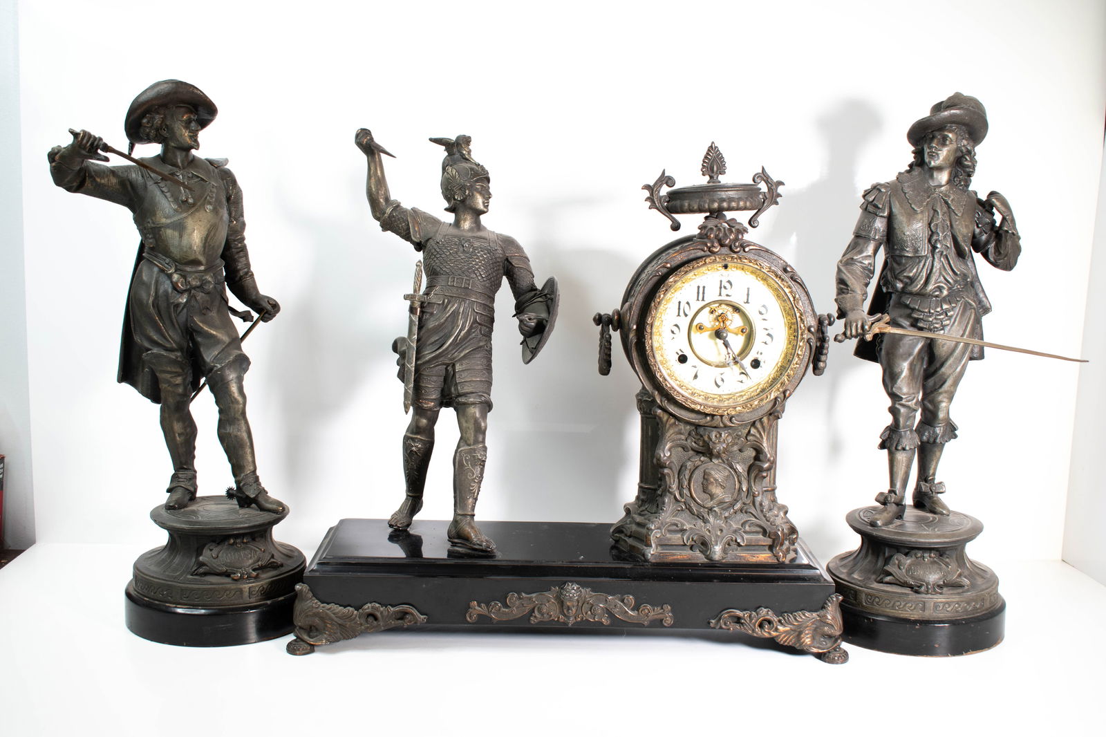 Antique American Made Clock & Garnitures (1 of 11)