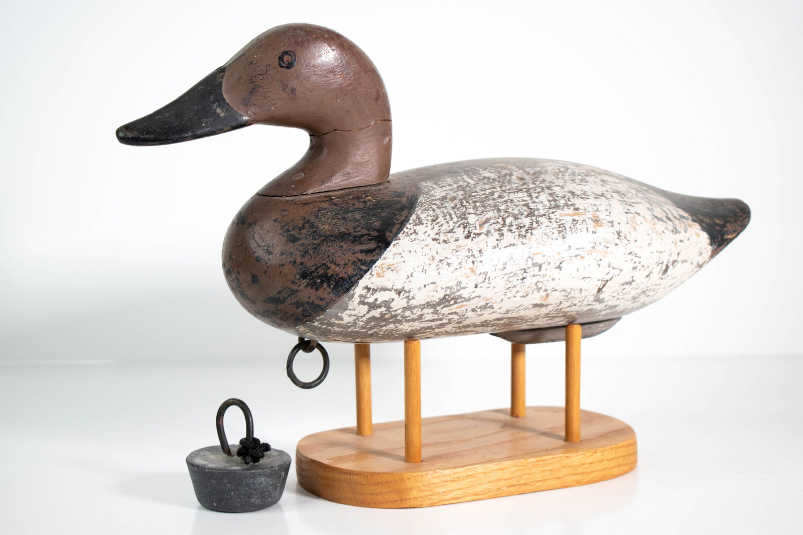 Robert Mcgaw Canvasback Duck Decoy: Signed RM for Robert 'Bob' Mcgaw (1879-1958), Harve de grace, MD Circa 1930-1950 Length 14" ****We Offer In-House Shipping***