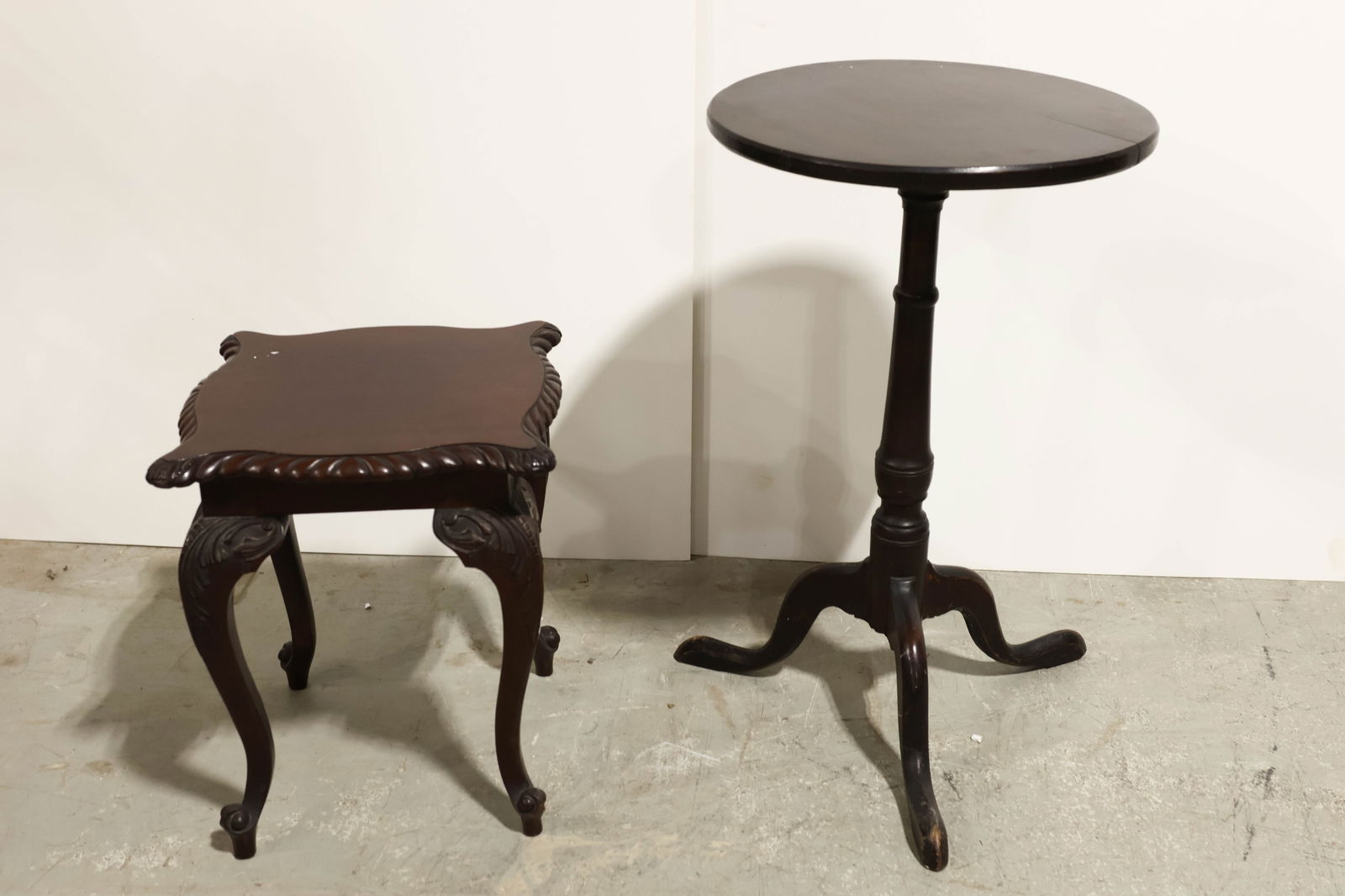 Carved Tables and Stands: Includes two antique tables. ****We Offer In-House Shipping***