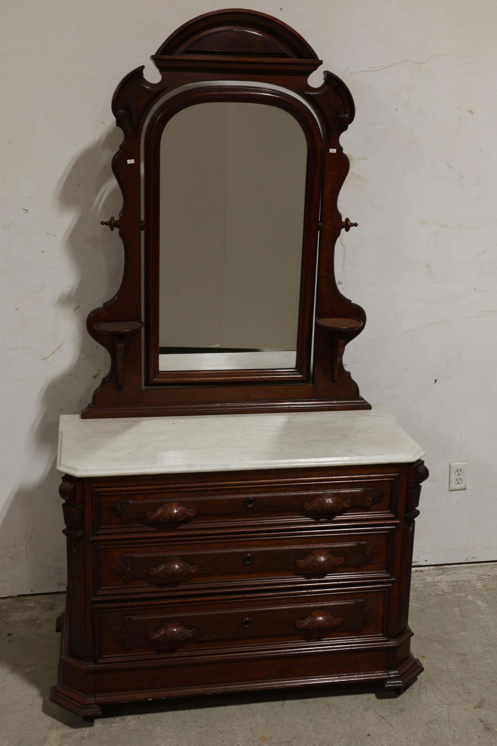 Antique Walnut Victorian Marbletop Dresser (1 of 17)